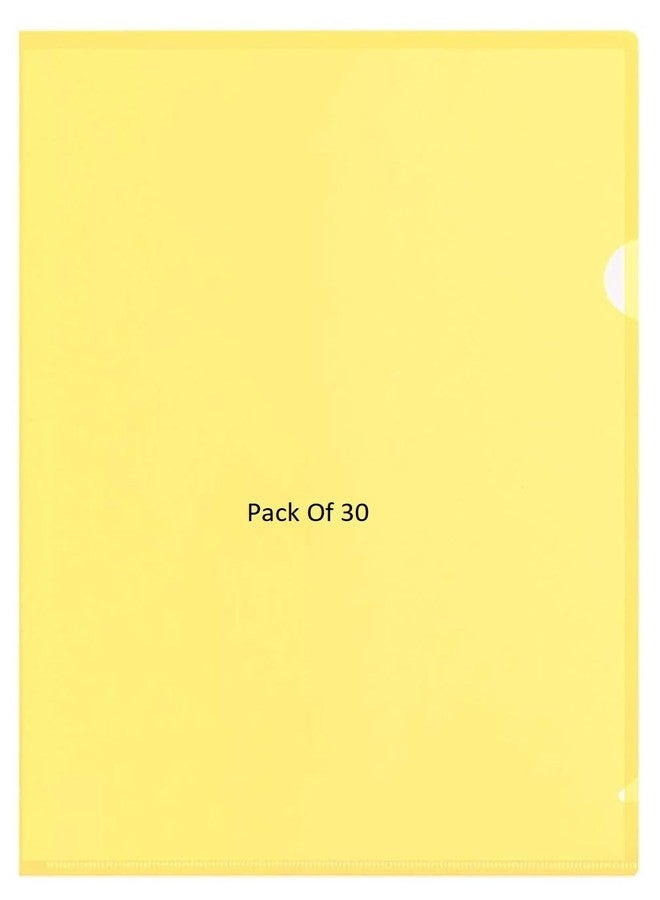 Shining Zon L Folder File A4 Size Clear Transparent Plastic File Folders Paper Document Sleeves for Protection Suitable for School, Offices & Projects (Pack of 30 Yellow Colour) - Image 1