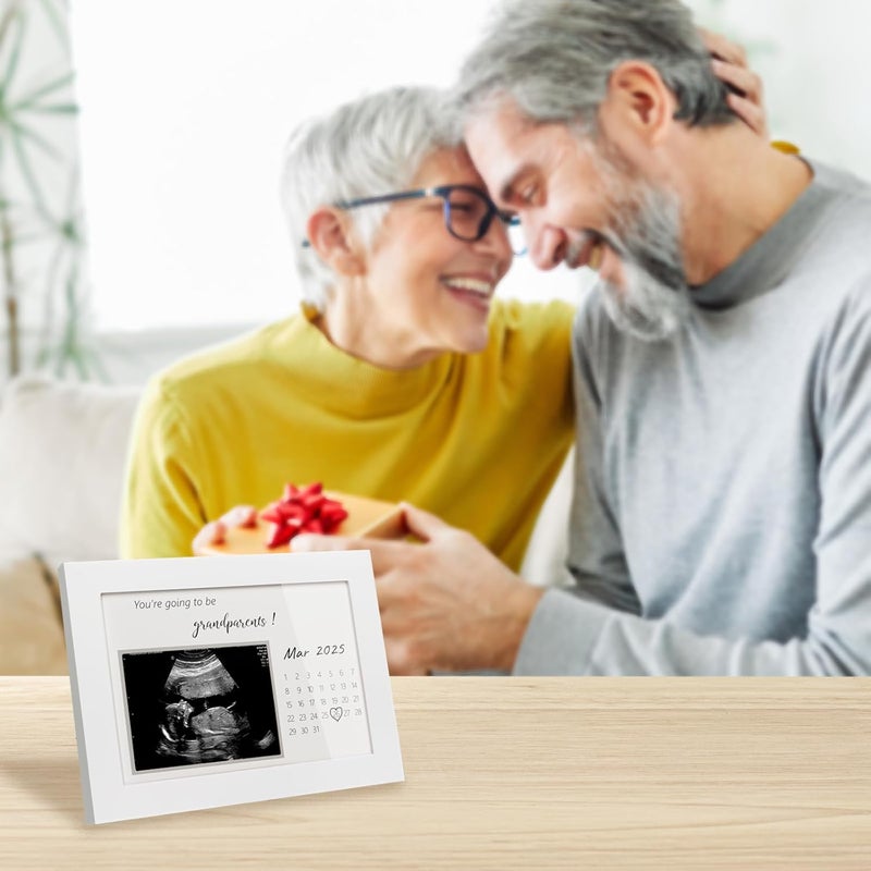 HAMUIERS Pregnancy Announcement for Grandparents Sonogram Picture Frame Baby Announcement Sign Surprise Baby Reveal Ideas to Grandparents Ultrasound Keepsake Frame First Time Grandparents Gifts White - Image 2