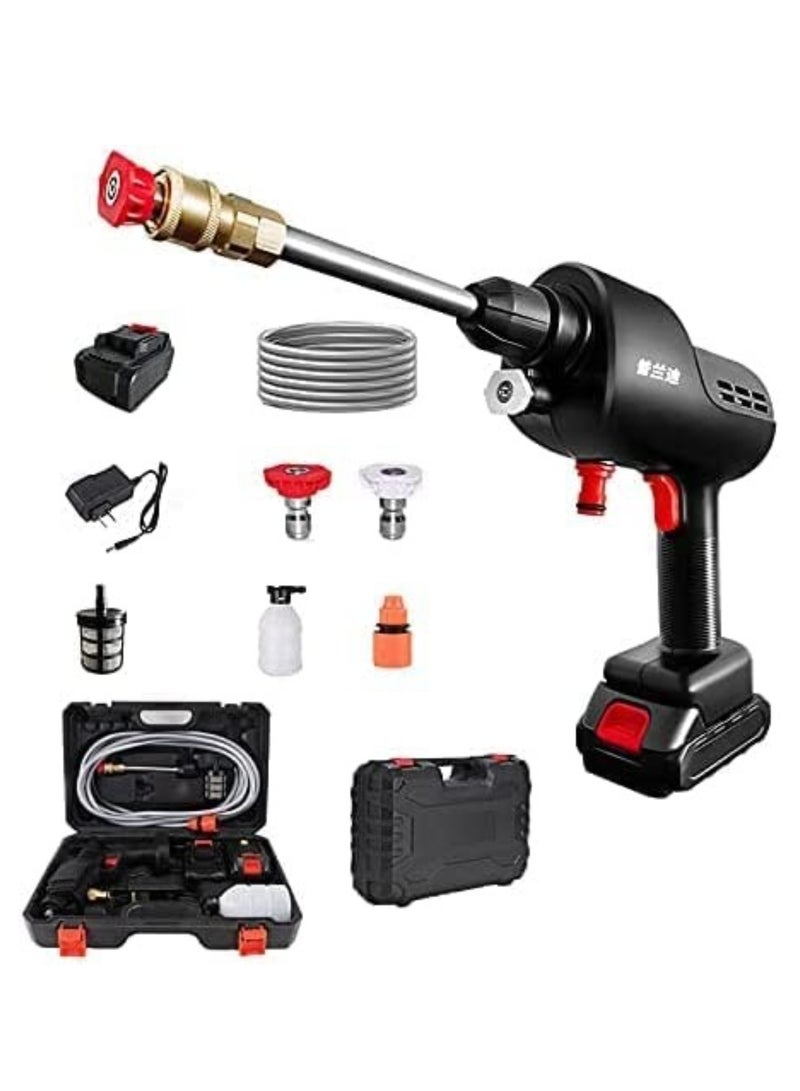 Cordless Electric Pressure Washer Pump Car Cleaning Kit,DC 12V 200W 30Bar Lithium Battery High Pressure Portable Handheld Car Cleaning Device,Extension Bar,Garden/Outdoor Cleaner Tool  - Image 1