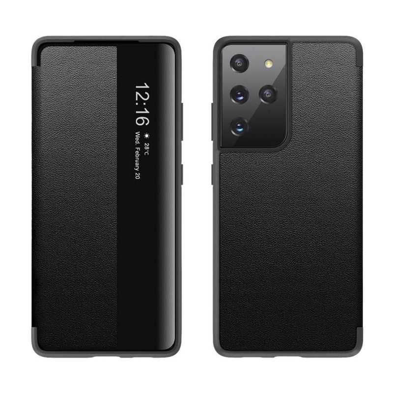 غطاء واقي بملمس باللون أسود للعمل والمكتب جلد لـ Samsung S25 Ultra / Samsung S25 مع الحماية من السقوط وتغطية كاملة مع مقاوم للصدمات مع أسلوب تجاري مع غطاء قابل للطي للتنقل اليومي - Image 1