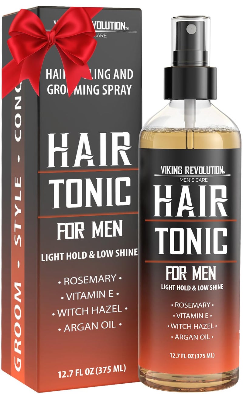 Viking Revolution Hair Tonic Men (12.7oz) - Hair Spray for Men with Sandalwood Scent - Texture Spray with Rosemary, Argan Oil, and Witch Hazel - Light Hold and Low Shine for Styling and Grooming - Image 1