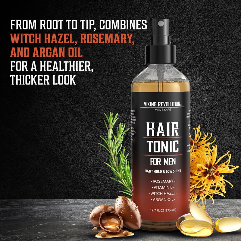 Viking Revolution Hair Tonic Men (12.7oz) - Hair Spray for Men with Sandalwood Scent - Texture Spray with Rosemary, Argan Oil, and Witch Hazel - Light Hold and Low Shine for Styling and Grooming - Image 3
