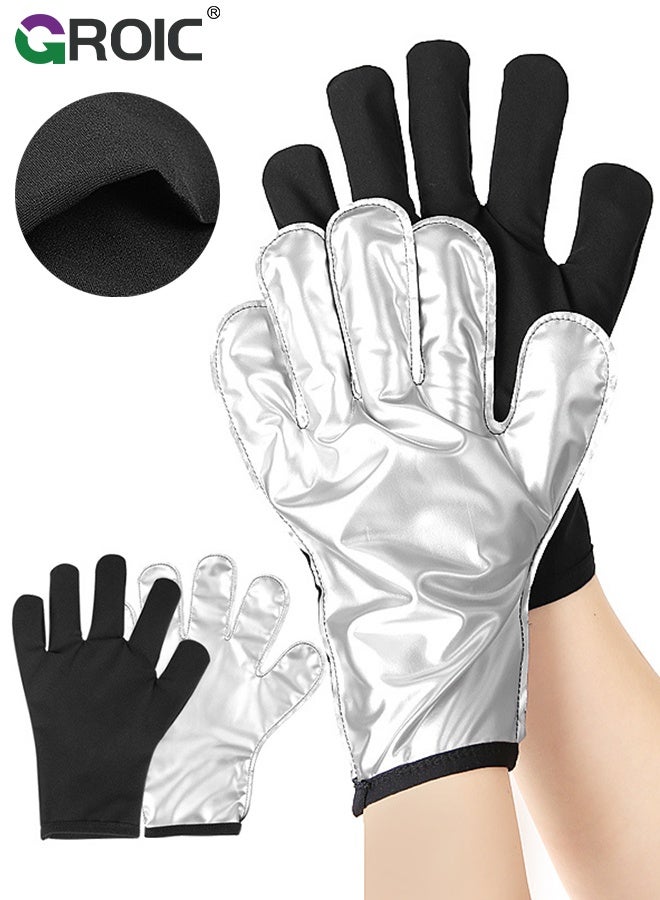GROIC زوج من قفازات الساونا، تصميم يحتفظ بالحرارة للتدريب واللياقة البدنية، قفازات الساونا لفقدان الوزن وتنظيف اليدين، أغطية يد معززة بالعرق مطلية بالفضة - Image 1