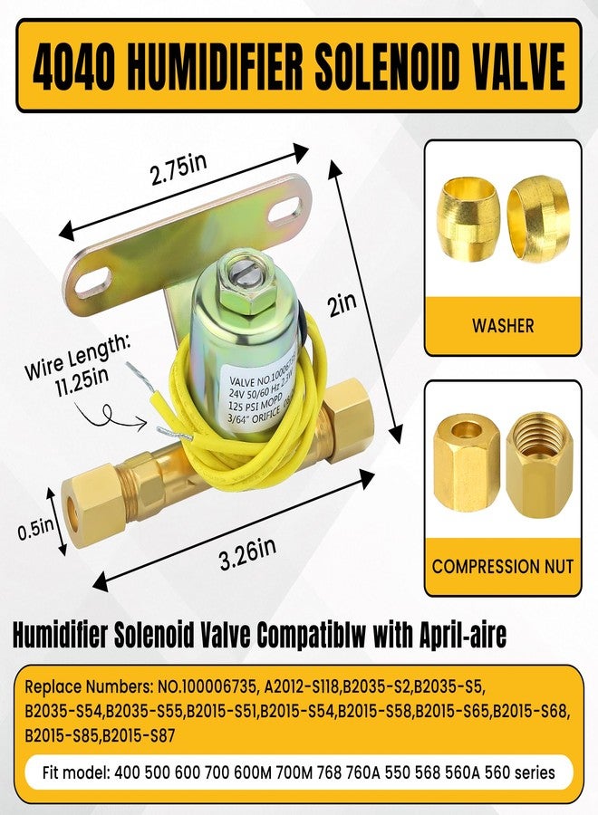 Fetechmate 4040 Humidifier Solenoid Valve Replacement 24V,2.3W,60Hz Brass Humidifier Solenoid Valve Replace A2012-S118,B2035-S2,B2035-S5 Fit for A-prilaire Humidifier 400, 500, 600 and 700 series by Fetechmate - Image 2