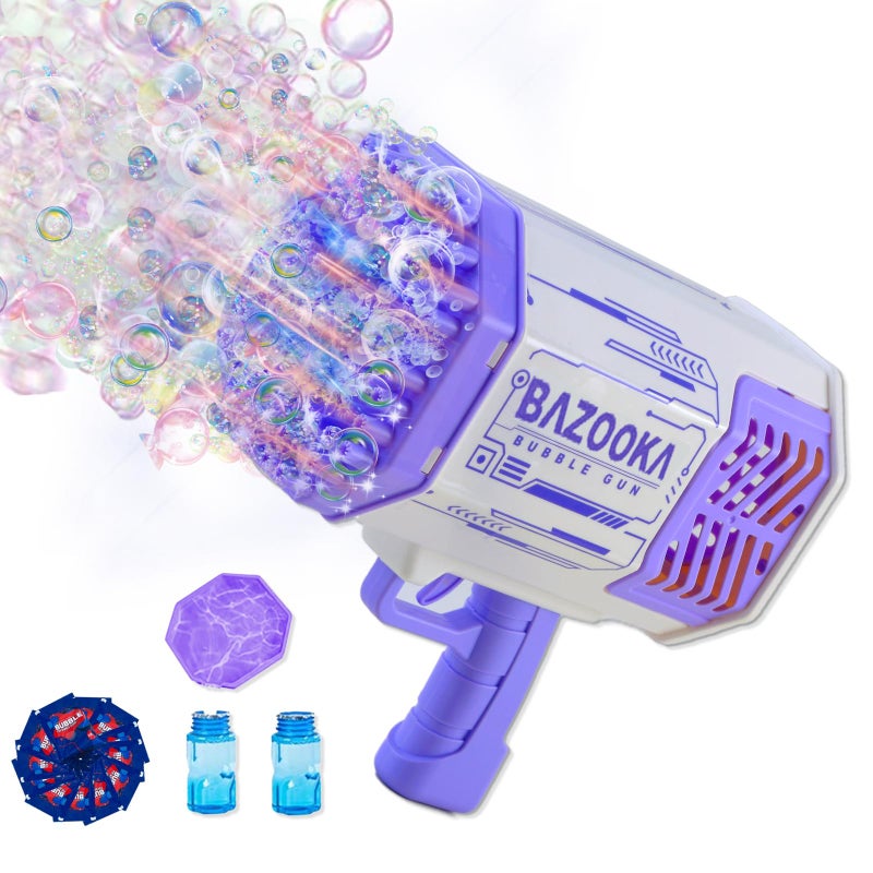 Petrella Toy Bubble Gun for Kids 69 Holes Bubble Machine for Toddlers 13 48 Girls Boys Rechargeable Bazooka Bubble Blower Guns for Wedding Summer Outdoor Party with Bubble Solution - Image 2