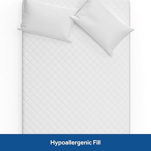 Sealy Luxury 100% Cotton Soft Top Layer, High Loft Comfort EternaLoft Fiberfill, Durable Stretch Corners Mattresses 18 Inches Deep Machine Washable Fitted Mattress Pad, Queen Size, White - Image 3