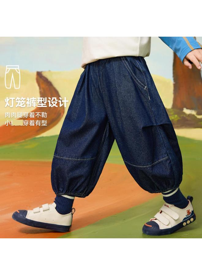 ASK JUNIOR بنطلونات جينز مغسولة للأطفال، بنطلونات فتيان خريفية، بنطلونات مصابيح، بنطلونات مقصوصة، بنطلونات رياضية للأطفال، بنطلونات كاجوال للركض - Image 5