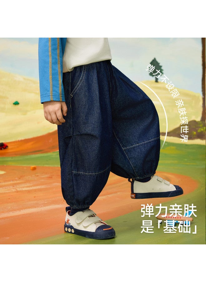 ASK JUNIOR بنطلونات جينز مغسولة للأطفال، بنطلونات فتيان خريفية، بنطلونات مصابيح، بنطلونات مقصوصة، بنطلونات رياضية للأطفال، بنطلونات كاجوال للركض - Image 3