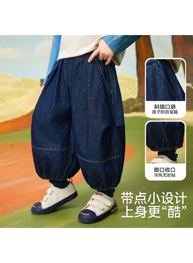 ASK JUNIOR بنطلونات جينز مغسولة للأطفال، بنطلونات فتيان خريفية، بنطلونات مصابيح، بنطلونات مقصوصة، بنطلونات رياضية للأطفال، بنطلونات كاجوال للركض - Image 4