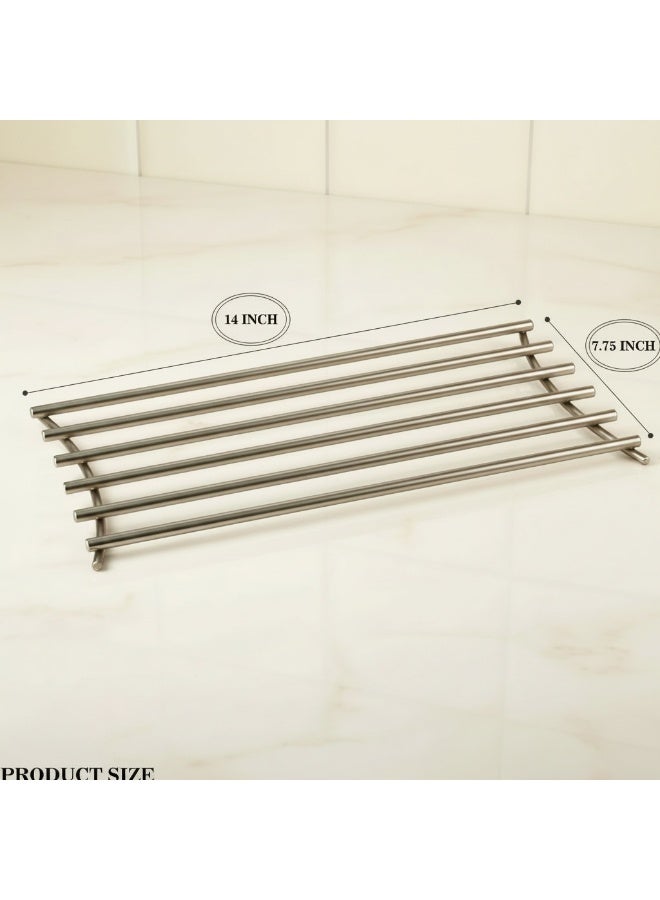 Dunekart Heavy-Duty Heat Resistant Pot Trivet - Premium Stainless Steel Hot Dish Holder for Kitchen Counter and Dining Table Protection - Design 1 Silver - Image 2