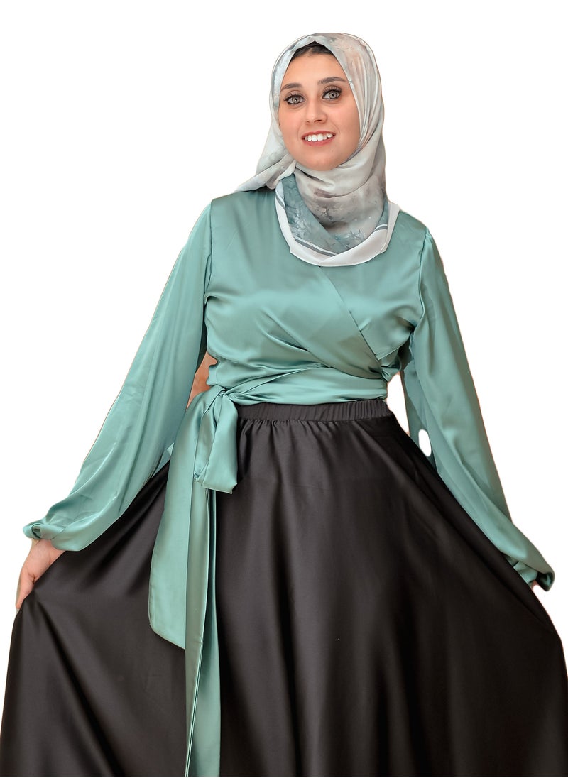 Generic - Satin  Blouse Of Ledy's Color mint green - Image 1