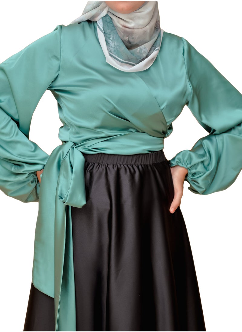 Generic - Satin  Blouse Of Ledy's Color mint green - Image 1