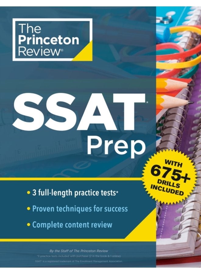 Princeton Review SSAT Prep 3 Practice Tests Review Techniques Drills - Paperback