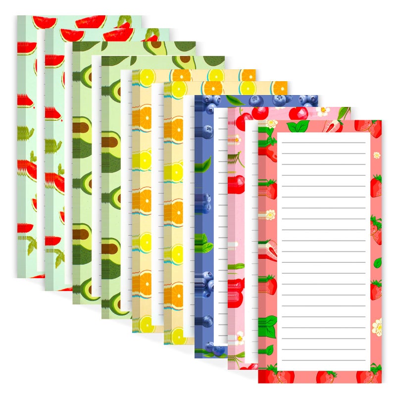 Joyberg 9 Pack Magnetic Notepads for Refrigerator, Magnetic Notepads for Refrigerator, Fruit Design Grocery List Pad for Fridge, Full Magnet Back Shopping Lists, 25 Sheets Per Note Pads - Image 1