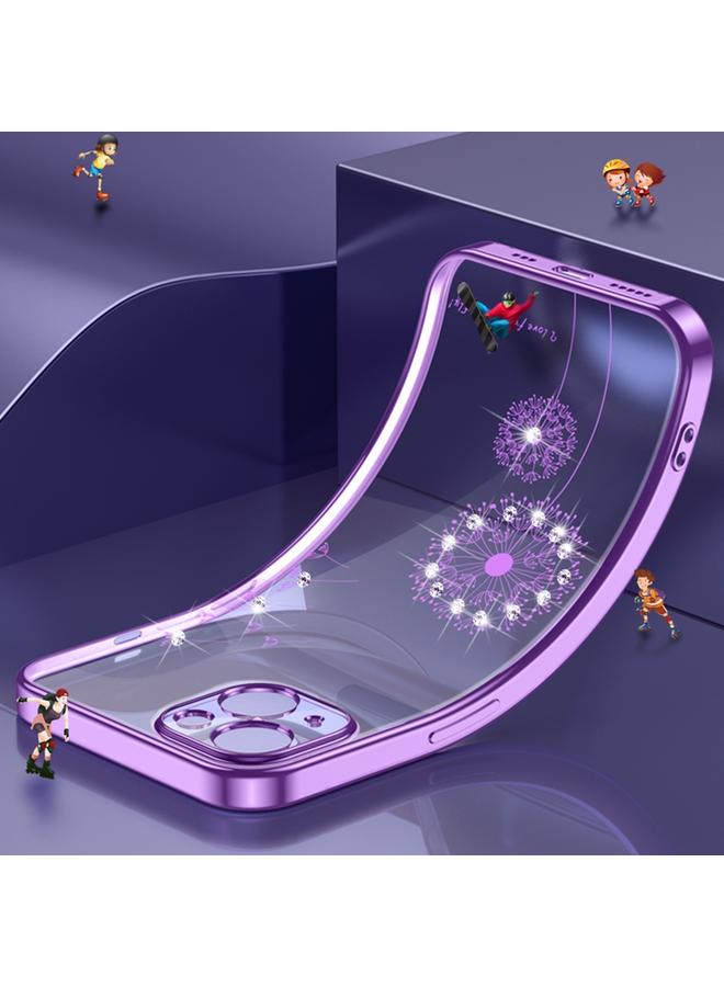 اس-توب جراب لهاتف iPhone 13 مصنوع من مادة TPU المقاومة للصدمات بنمط الهندباء الماسية المطلية بالكهرباء - Image 4