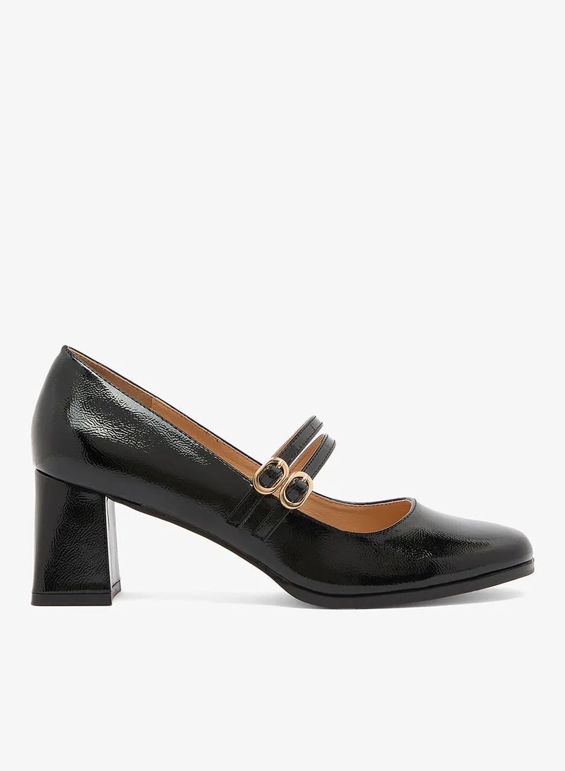 Truffle Strap Detail Mid Block Heel Pumps