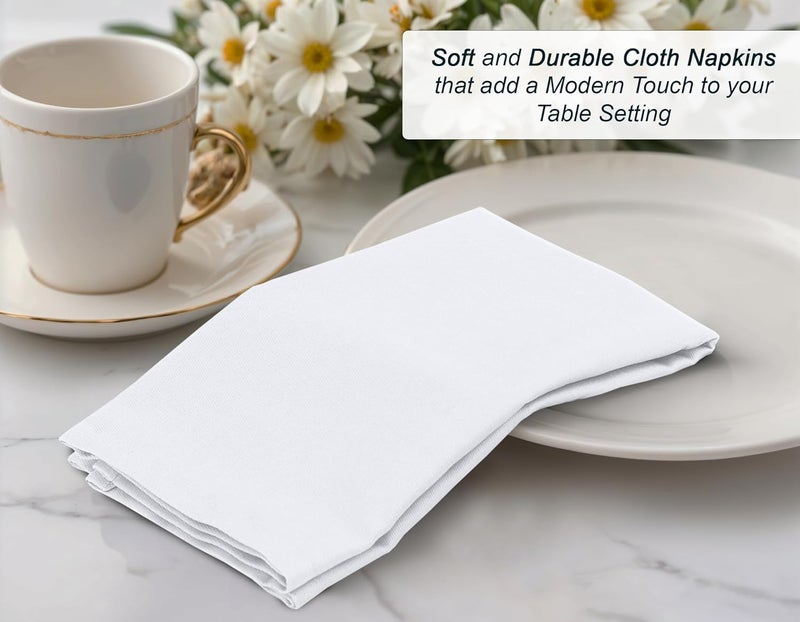 Zoyer Cloth Napkins Set of 12 18x18 Inches Cotton Enrich Napkins Cloth Washable Soft  Durable Dinner Napkins for Parties Wedding Christmas Thanksgiving  Everyday Use  White - Image 5