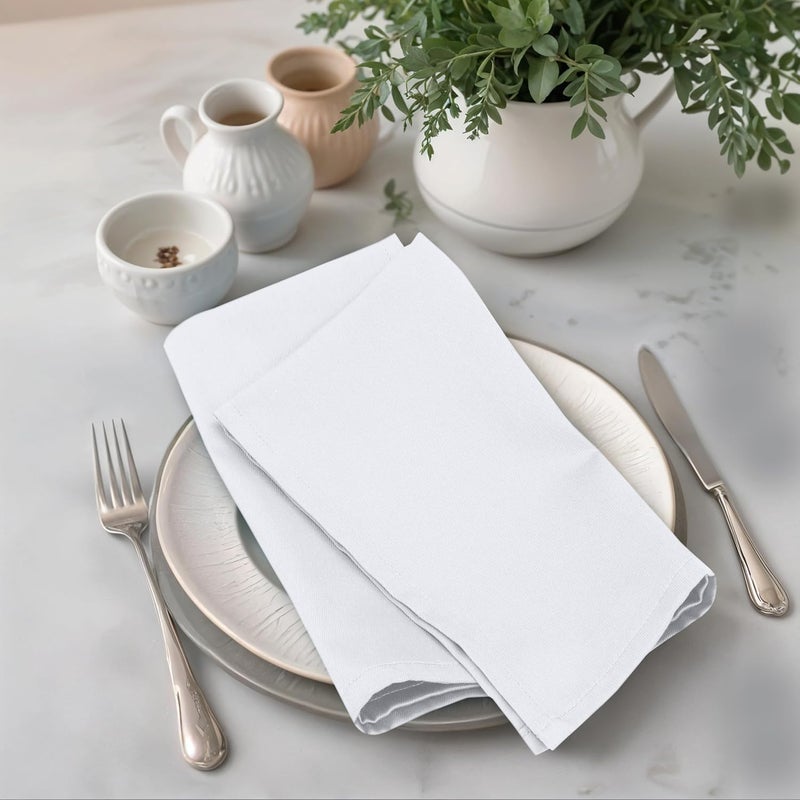 Zoyer Cloth Napkins Set of 12 18x18 Inches Cotton Enrich Napkins Cloth Washable Soft  Durable Dinner Napkins for Parties Wedding Christmas Thanksgiving  Everyday Use  White - Image 2