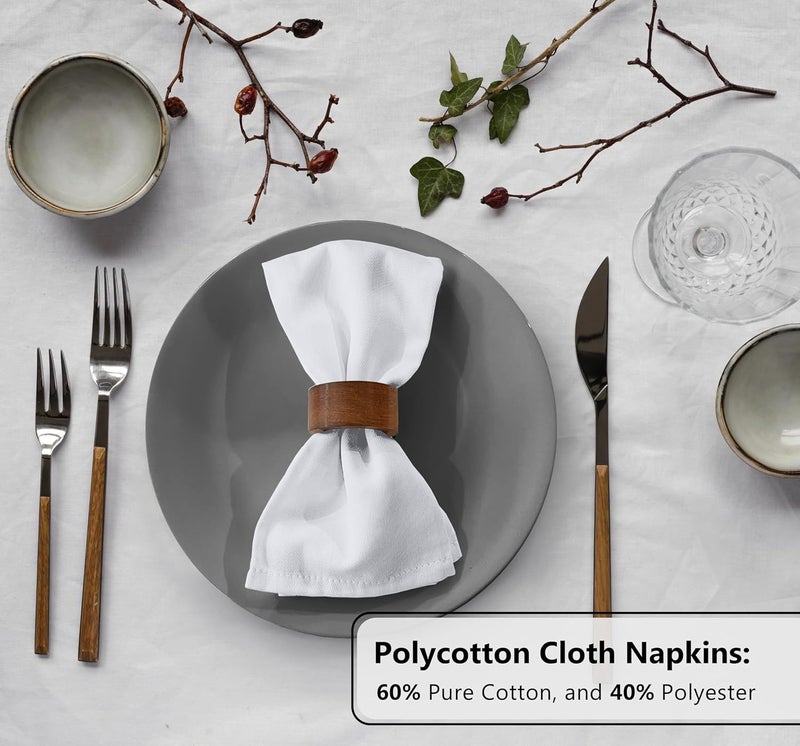 Zoyer Cloth Napkins Set of 12 18x18 Inches Cotton Enrich Napkins Cloth Washable Soft  Durable Dinner Napkins for Parties Wedding Christmas Thanksgiving  Everyday Use  White - Image 4