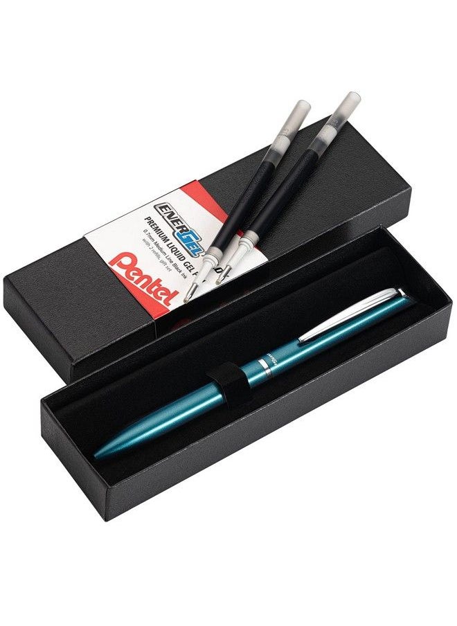 Pentel Energel Style Pen With 2 Refills 0.7Mm Medium Line Executive Pen Twist Action Refillable Rollerball Gel Pentel Pen Luxury Pen With Velvetlined Gift Box Teal Blue Barrel - pzsku/ZADAC404D7552816742D2Z/45/_/1693986039/e1762db4-b693-467f-b1b8-7757b9622153