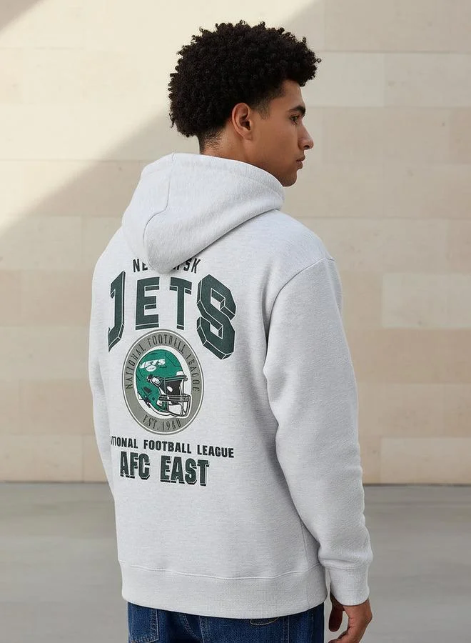 اس بي كاركترز Men Oversized New York Jets Print Hoodie