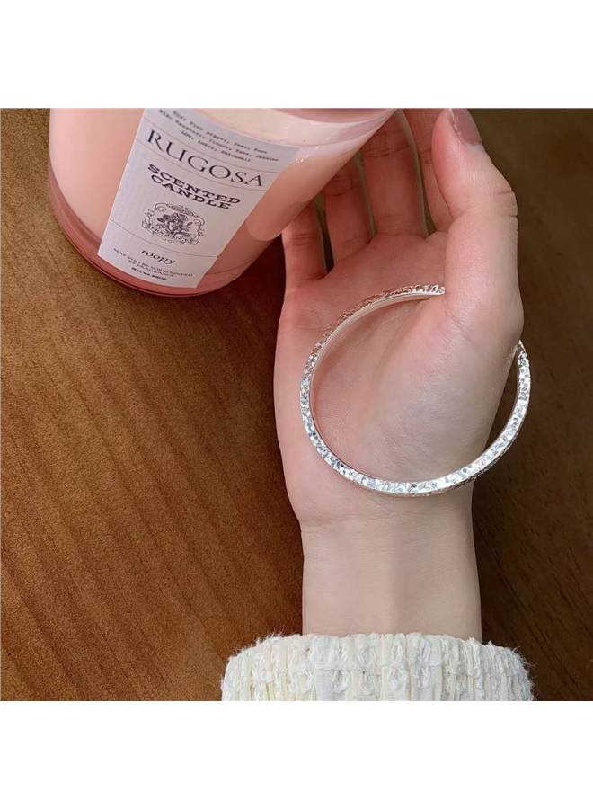 Foot Silver 999 Bracelet Women's Ice Crushed Sterling Silver Solid Bracelet Niche Simple Young Style For Girlfriend Valentine's Day Gift-Color:Twisted Push-pull Model With Certificate + Free Gift Box  - Image 5