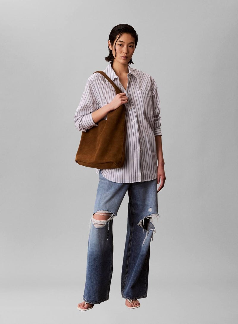 Slouchy Suede Leather Medium Shoulder Bag