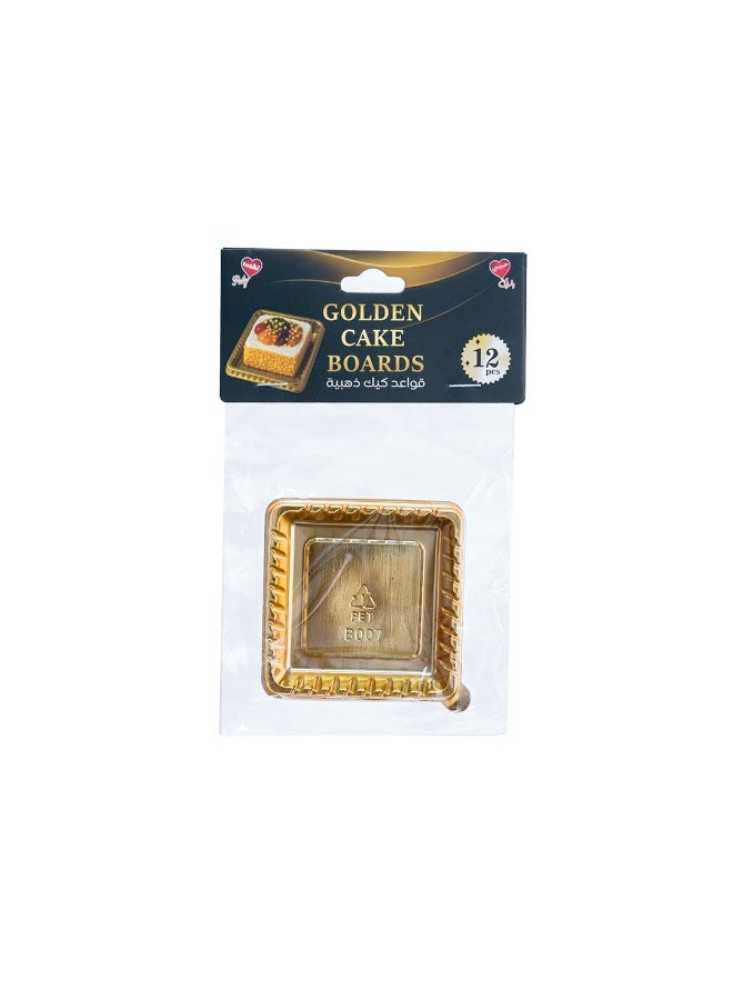 Habibi Party 12 Pieces Cake Board Set – Square Gold Color for Cake Display, Baking & Party Use - Image 2