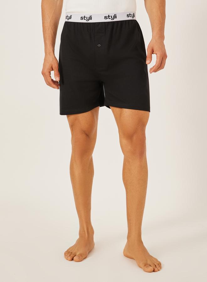 Styli Pack of 2 - Knitted Boxer With Elasticated Waistband  - Image 2