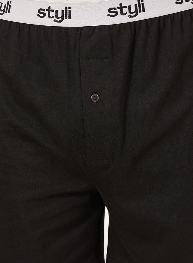 Styli Pack of 2 - Knitted Boxer With Elasticated Waistband  - Image 3