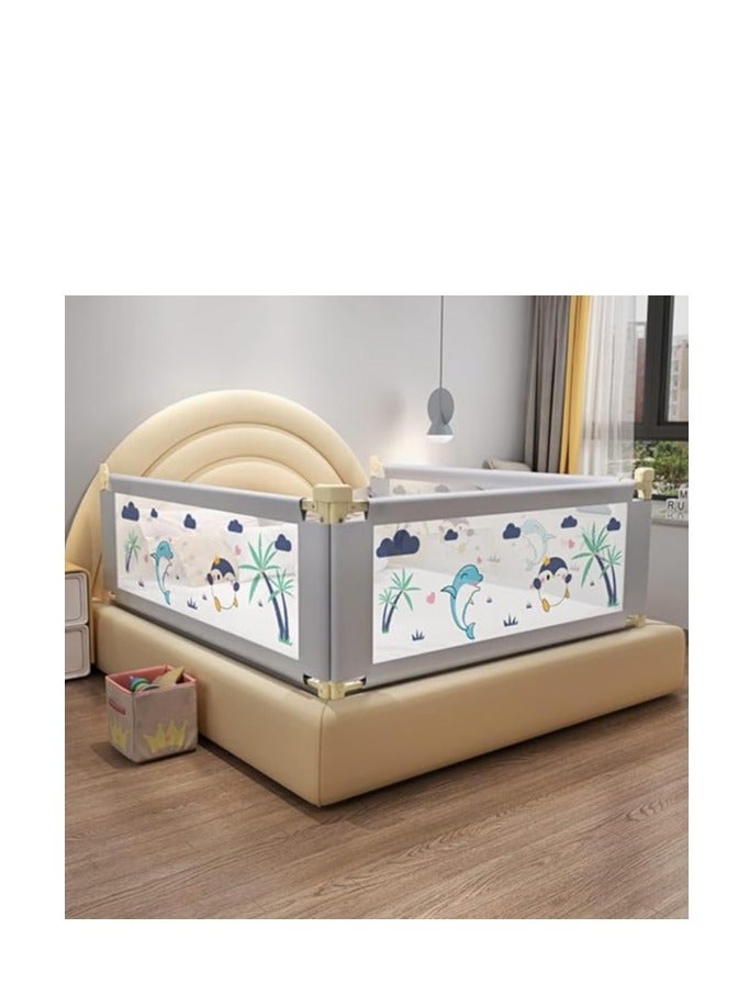 واقي درابزين سرير ،حاجز واقي لحاجز سرير الطفل، واقي جانبي قابل للتعديل من السقوط للأطفال حديثي الولادة والأطفال الصغار على سرير جانبي فردي (رمادي، 200 سم)