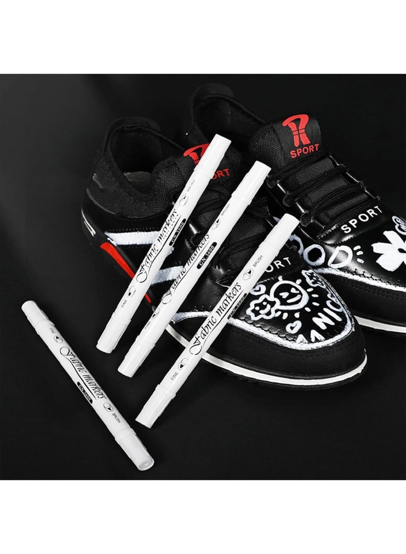 Permanent Markers Pens, White Fabric Paint Pens for DIY Projects, Dual Tip Fabric Paint Pens for T-Shirts, Shoes, Bags, Waterproof, Quick-Drying, Rock, Tyre Plastic, Glass, Wood, Fabric Cup, 6 Pcs - Image 4