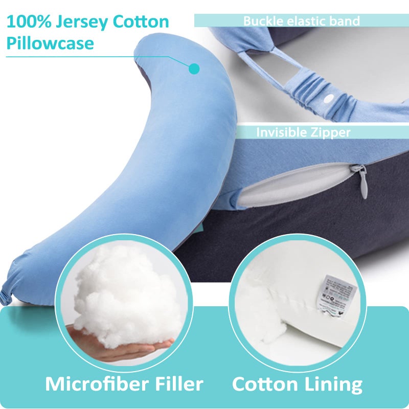 BYRIVER 39" C Shaped Body Pillow for Side Sleeping Adults Men Women, Anxiety Relief Hugging Gaming Lap Pillow, Pregnancy Knees Separate Pillow, Gifts for New Moms, Removable Pillowcase(L) - Image 4