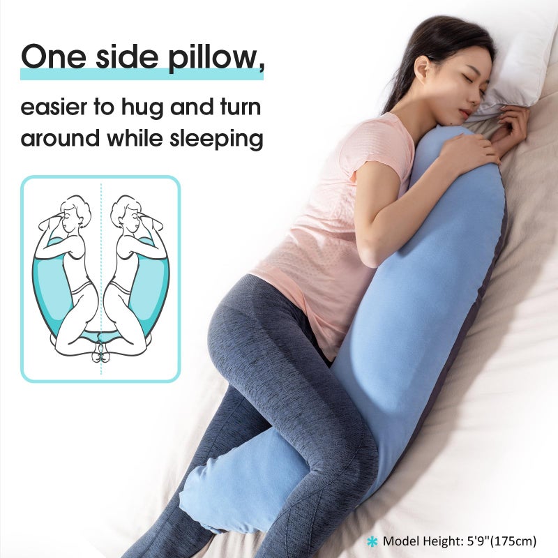 BYRIVER 39" C Shaped Body Pillow for Side Sleeping Adults Men Women, Anxiety Relief Hugging Gaming Lap Pillow, Pregnancy Knees Separate Pillow, Gifts for New Moms, Removable Pillowcase(L) - Image 2