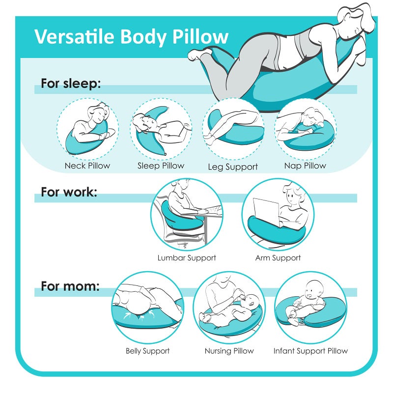 BYRIVER 39" C Shaped Body Pillow for Side Sleeping Adults Men Women, Anxiety Relief Hugging Gaming Lap Pillow, Pregnancy Knees Separate Pillow, Gifts for New Moms, Removable Pillowcase(L) - Image 3