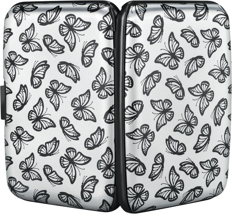 ELFISH Mini RFID Aluminum Wallet Credit Cards Holder Business Card Case Metal ID Case for Men Women(Little Butterflies) - Image 3