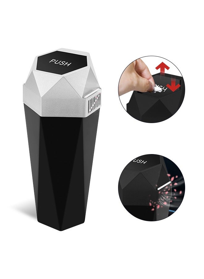 Generic Mini Car Trash Can With Lid Waterproof Car Trash Can With Garbage Bag Aromatherapy Tablets Automatic Closure To Block Odor, For Cars, Trucks, Suvs 20x7.7cm  - Image 1