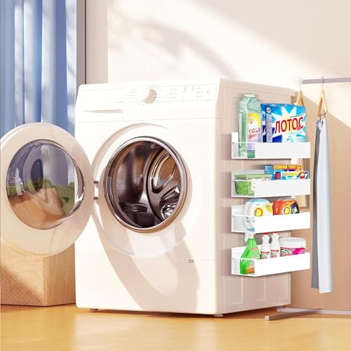 SMRCAD Magnetic Spice Rack Organizer for Fridge Seasoning Organizer for Kitchen storage with Screw Magnetic Shelf with Hook for Refrigerator and Oven (4pack1hook-White) - Image 5