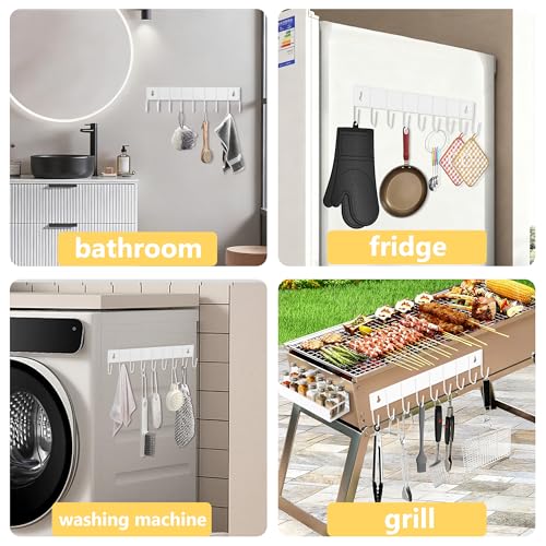 SMRCAD Magnetic Spice Rack Organizer for Fridge Seasoning Organizer for Kitchen storage with Screw Magnetic Shelf with Hook for Refrigerator and Oven (4pack1hook-White) - Image 4