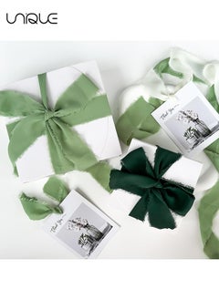 Unique Handmade Fringe Chiffon Ribbon, 3 Rolls 4cm x 5m Silk-Like Ribbon Cream Green Ribbons Set for Wedding Invitations, Bridal Bouquets, Gifts Wrapping, DIY Crafts  - Image 5