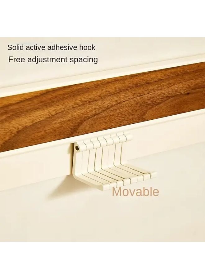 White Wall Mounted Kitchen Utensil Organizer 50cm Adhesive Screw Mount Hooks - Image 3