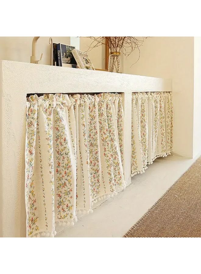 White Flowers No-Hole Half Curtain Romantic Floral Window Curtain 53x23 Inch - Image 1