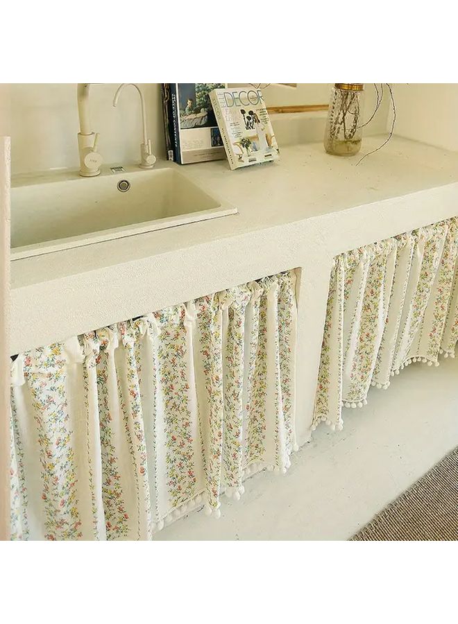 White Flowers No-Hole Half Curtain Romantic Floral Window Curtain 53x23 Inch - Image 2