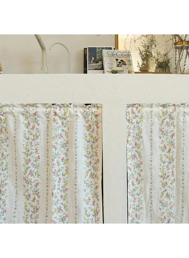 White Flowers No-Hole Half Curtain Romantic Floral Window Curtain 53x23 Inch - Image 3