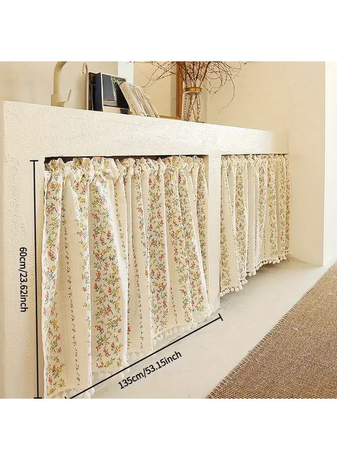 White Flowers No-Hole Half Curtain Romantic Floral Window Curtain 53x23 Inch - Image 4