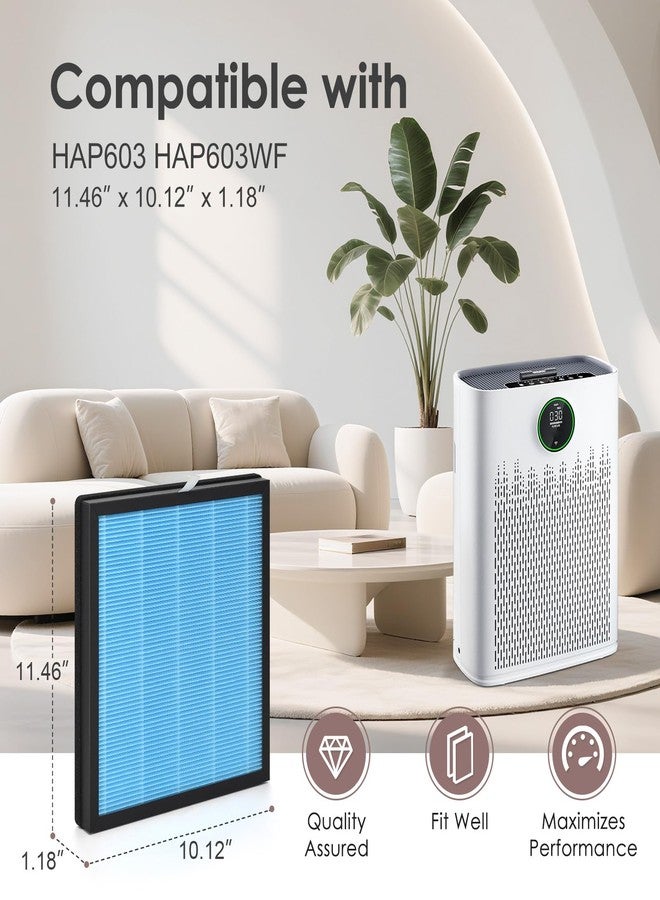 HSIAMEN [Pet Care] HAP603 Replacement Filter Pet Compatible with ECOSELF HAP603 HAP603WF Air Purifier Part # RFHAP603, 3-in-1 HEPA Carbon, Blue 4-Pack - Image 2