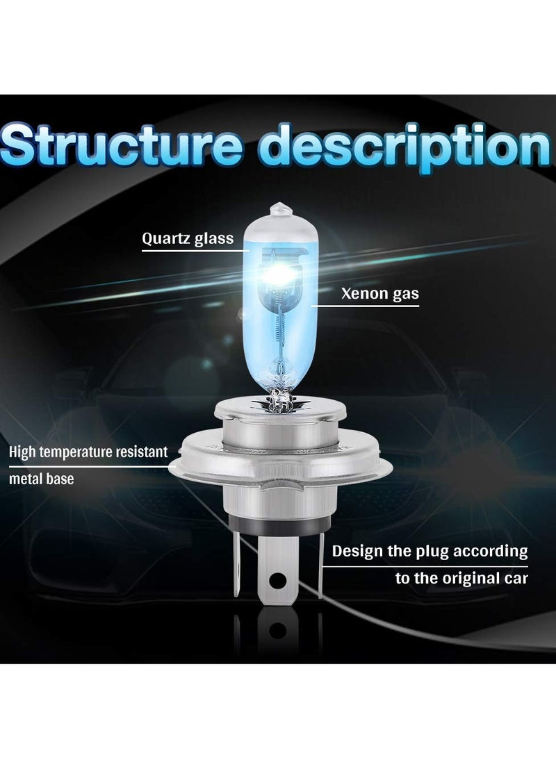 Excefore LED Headlight Bulbs, Fog Light Lamp, H4 Halogen Xenon Light, 100W Halogen Headlight Bulbs  6000K Super Bright, 360 Degree Adjustable, Non-polarity Plug & Play, Pack of 4, White  - Image 3