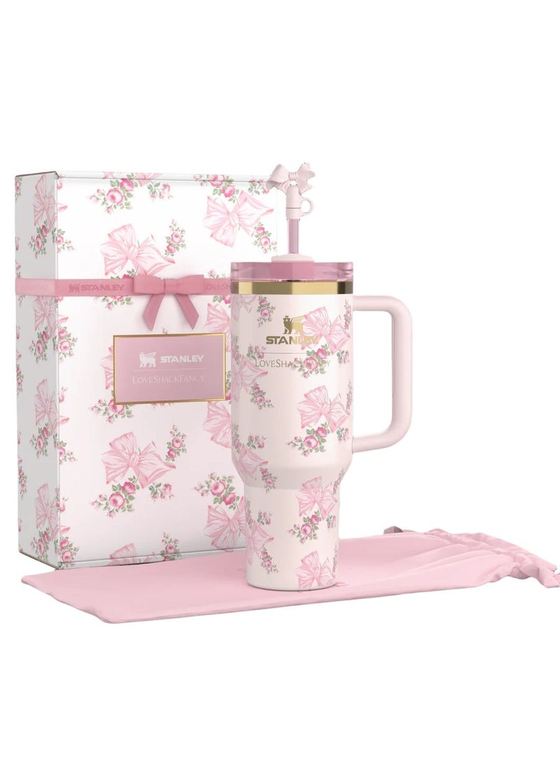 Stanley The Stanley X LoveShackFancy Holiday Quencher | 40 OZ Rosa Beaux Pink - Image 1