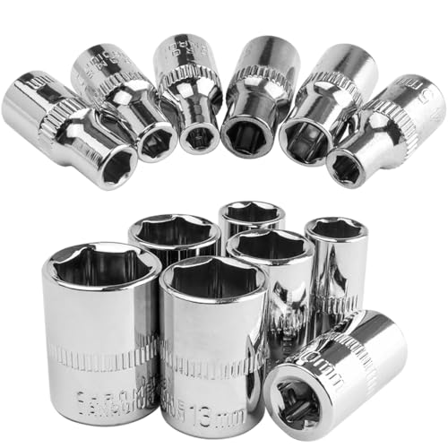 Wolfride 13Pcs 14 Drive Socket Set 4mm14mm 6 Point Shallow Socket Set Metric Socket Wrench Impact Socket - Image 1