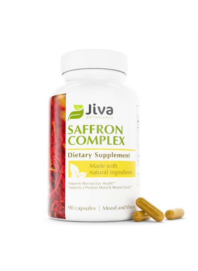 Jiva BOTANICALS Jiva Saffron Supplements - Pure Saffron Extract Capsules 88.5 mg with Turmeric & Black Pepper Supplement - Support Normal Eye Health, Mental Clarity, Mood Balance for Women & Men - 90 Count - Image 1
